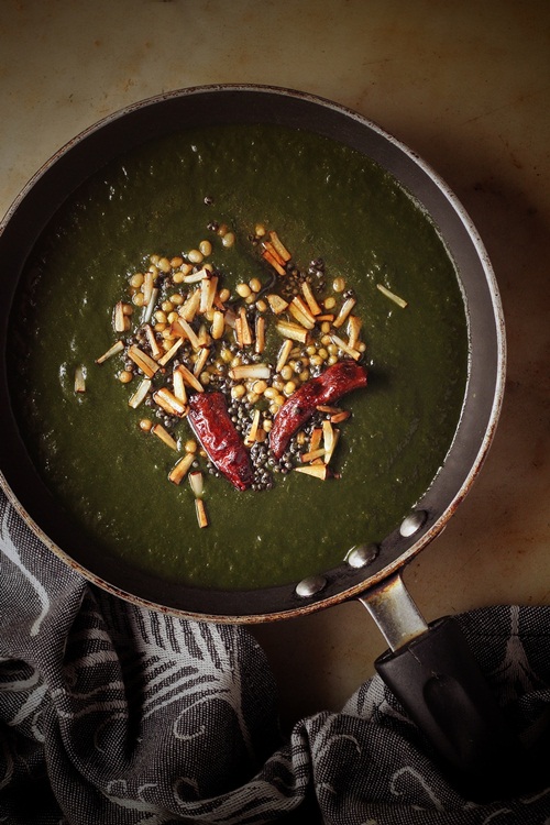 Keerai Mashiyal or Seasoned Mashed Spinach