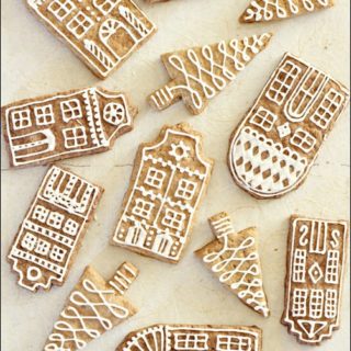 decorated gingerbread row houses